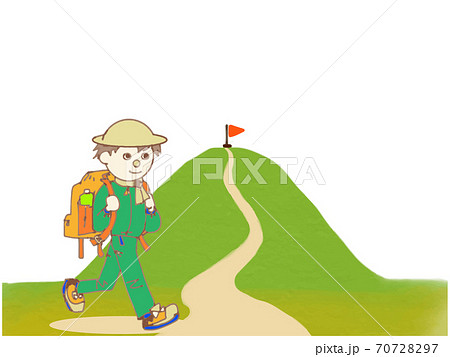 山頂への一本道を歩く人のイラスト 山頂への一本道を歩く人のイラスト 70728297