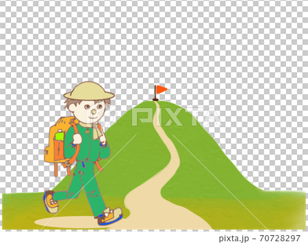 山頂への一本道を歩く人のイラスト 山頂への一本道を歩く人のイラスト 70728297