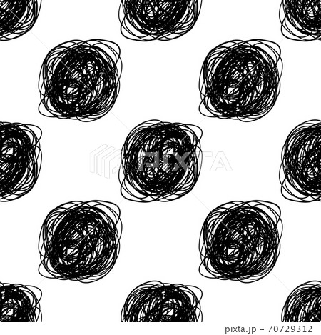 Seamless pattern of hand drawn black line shapes 70729312