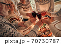 The happy family clink glasses above the christmas table 70730787
