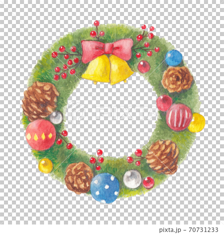 クリスマスリース 手描き水彩のイラスト素材 [70731233] - PIXTA