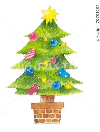 クリスマスツリー 手描き水彩のイラスト素材 [70731234] - PIXTA