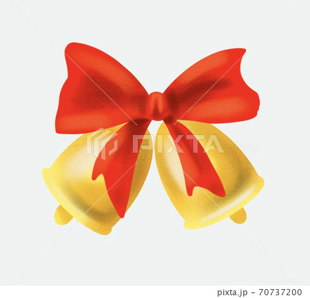 Isolated celebration bells drawing decorated red band. On a white background. Christmas decor  70737200