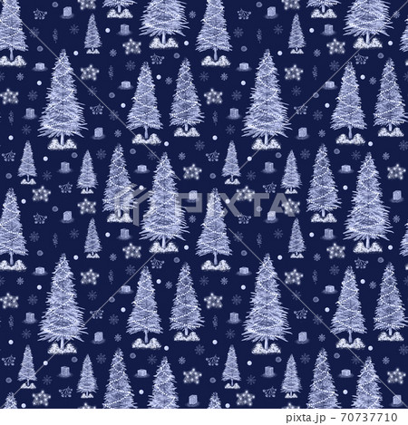 Seamless pattern with multicolored Christmas trees and New Year decoration, for wrapping paper 70737710