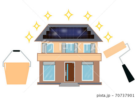 外壁塗装 塗り替えた住宅のイラスト素材