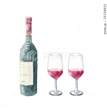 ワイン ワイングラス 水彩画のイラスト素材