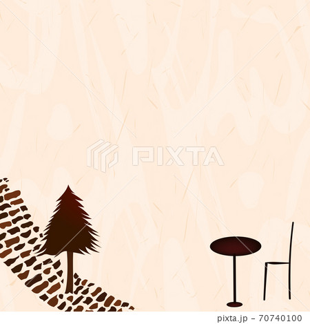 カフェのテーブルとコーヒの文字背景 カフェのイメージイラスト のイラスト素材