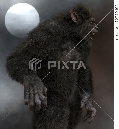 Lycan Werewolf against the background of the full moon 3d illustration Lycan Werewolf against the background of the full moon 3d illustration 70740406