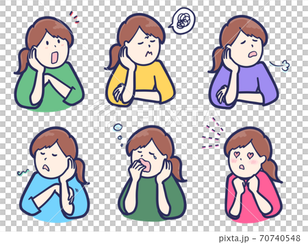 A set of women who think about this with a cheek stick 70740548