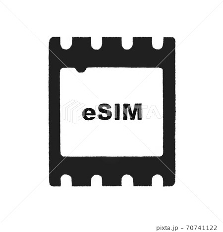 Esim イーシム 新sim規格 スマートフォン内蔵のデジタル化本体一体型sim 手描きイラストのイラスト素材