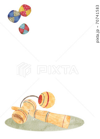 けん玉とお手玉の年賀状 祝詞無し けん玉とお手玉の年賀状 祝詞無し 70741583