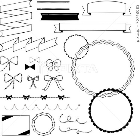 りぼん あしらい ペン画 手書きのイラスト素材