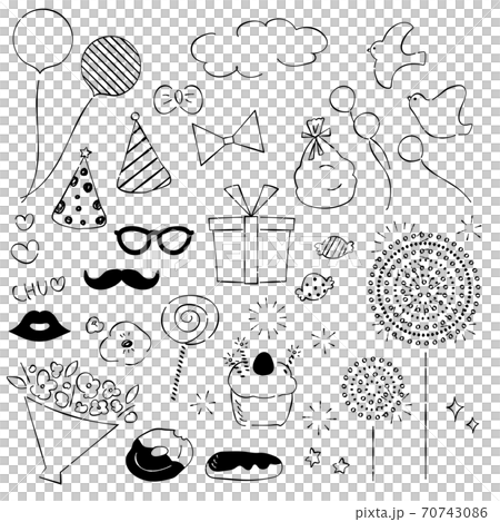 パーティ　あしらい　ペン画　手書き 70743086