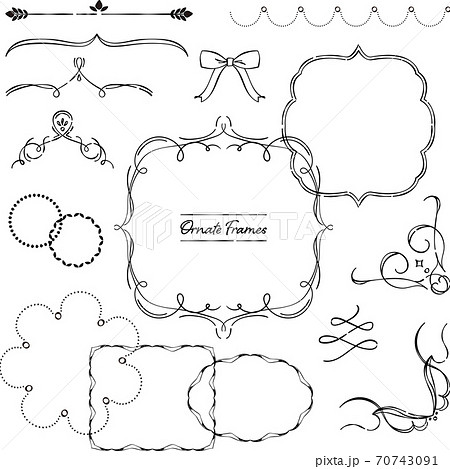 イラストデータ販売 装飾フレーム あしらい ペン画 手書き イラストデータ 公式 イラスト素材サイト イラストダウンロード