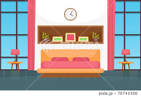 Bedroom Sleeping Room Bed Interior Design Modern House Illustration 70743300