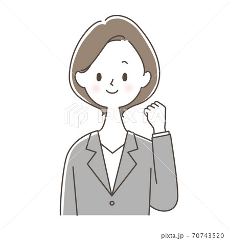 ガッツポーズをするスーツ姿の女性 70743520