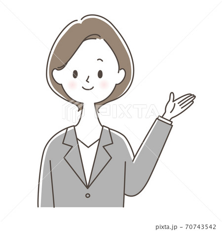 案内するスーツ姿の女性 70743542