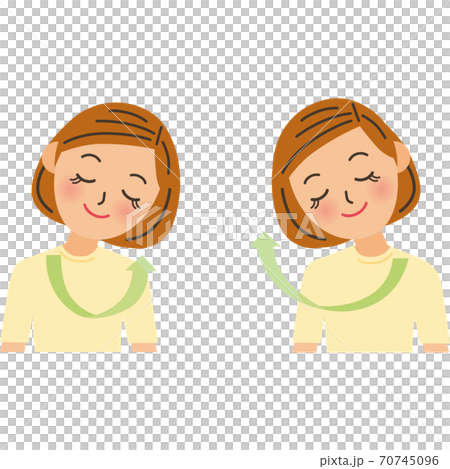 首のストレッチ運動をする女性 70745096