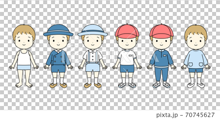 幼稚園 保育園 こども園の男の子の服装のイラスト素材