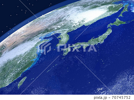 地球 日本 アップ 3DCGイメージ(星あり) 地球 日本 アップ 3DCGイメージ(星あり) 70745752