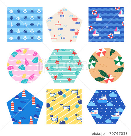 Tropical summer sticker label set illustration 003 70747033