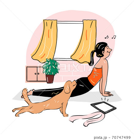 Everyday life at home, People relaxing and activities at home illustration 001 70747499
