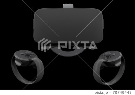 Virtual reality glasses and controllers for online gaming isolated on black Virtual reality glasses and controllers for online gaming isolated on black 70749445