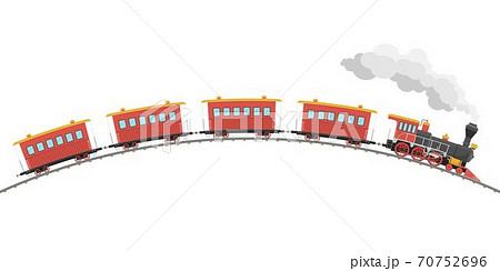 Vintage steam locomotive and wagons vector illustration isolated 70752696