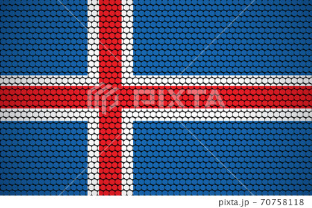 Abstract flag of Iceland made of circles. Icelander flag designed with colored dots giving it a modern and futuristic abstract look. 70758118