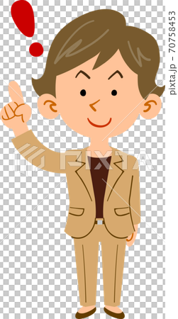 Business woman who raises her index finger_whole body Business woman who raises her index finger_whole body 70758453