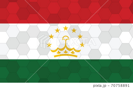 Tajikistan flag illustration. Futuristic Tajik flag graphic with abstract hexagon background vector. Tajikistan national flag symbolizes independence. Tajikistan flag illustration. Futuristic Tajik flag graphic with abstract hexagon background vector. Tajikistan national flag symbolizes independence. 70758891