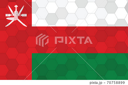 Oman flag illustration. Futuristic Omani flag graphic with abstract hexagon background vector. Oman national flag symbolizes independence. Oman flag illustration. Futuristic Omani flag graphic with abstract hexagon background vector. Oman national flag symbolizes independence. 70758899