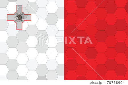 Malta flag illustration. Futuristic Maltese flag graphic with abstract hexagon background vector. Malta national flag symbolizes independence. 70758904