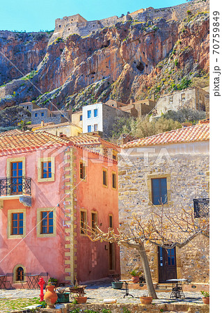 Monemvasia old houses view in Peloponnese, Greece 70759849