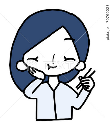 女性 食べる ポーズ アイコンのイラスト素材