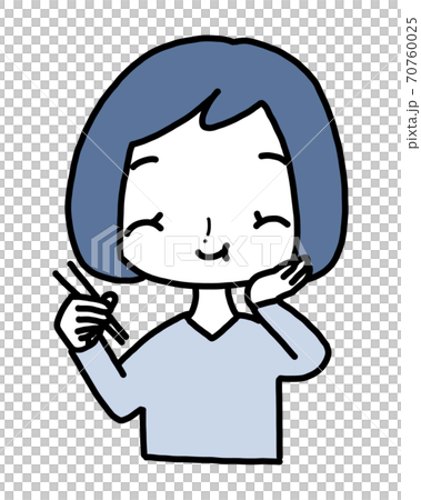 女性　食べる　ポーズ　アイコン 70760025