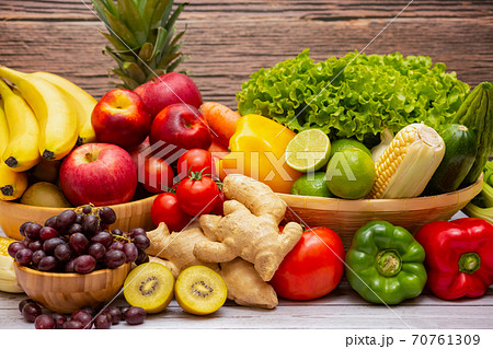 Assortment of Fresh vegetables and fruits background,Healthy food Assortment of Fresh vegetables and fruits background,Healthy food 70761309