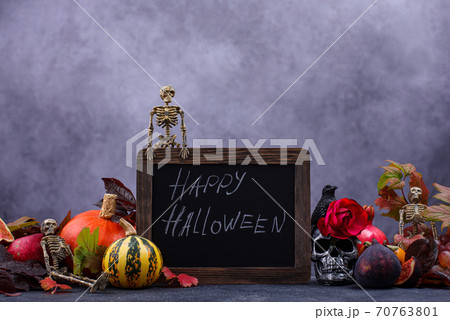 Halloween composition with autumn fruits 70763801