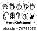 Christmas set black and white vector illustration 70765055