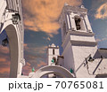 Colonial buildings in Sucre, Bolivia at sunset 70765081