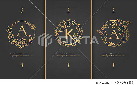 Linear frames with leaves in a circle shape. 70766384
