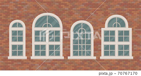 Retro windows on brick wall vector illustration 70767170