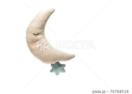 Toy moon with star isolated on white background Toy moon with star isolated on white background 70768516