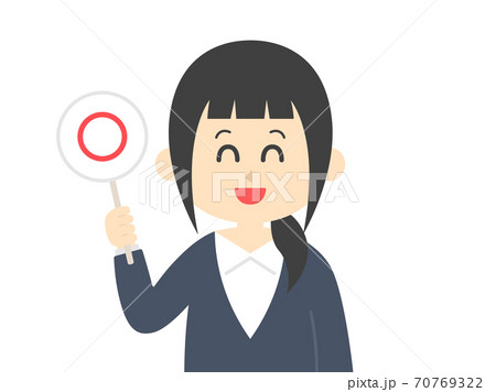 クイズに回答する女性のイラストのイラスト素材