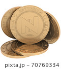 Few Netterium crypto coins smooth surface netr 3D Rendering 70769334