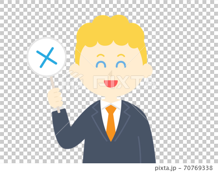 Illustration of a white man answering a quiz Illustration of a white man answering a quiz 70769338
