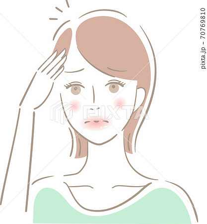 分け目 薄毛 女性のイラスト素材