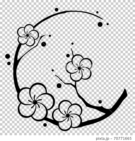 梅花樹枝的圓框_日式插畫 梅花樹枝的圓框_日式插畫 70771665