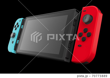 Realistic video game controllers attached to touch screen isolated on black Realistic video game controllers attached to touch screen isolated on black 70773889