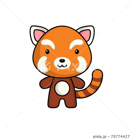 Cute Cartoon Red Panda Logo Template On White Stock Illustration